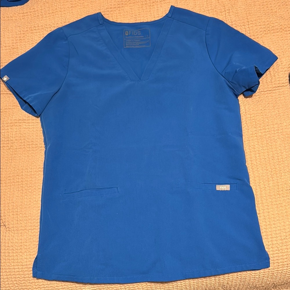 Figs Royal Blue V-Neck Scrub Top